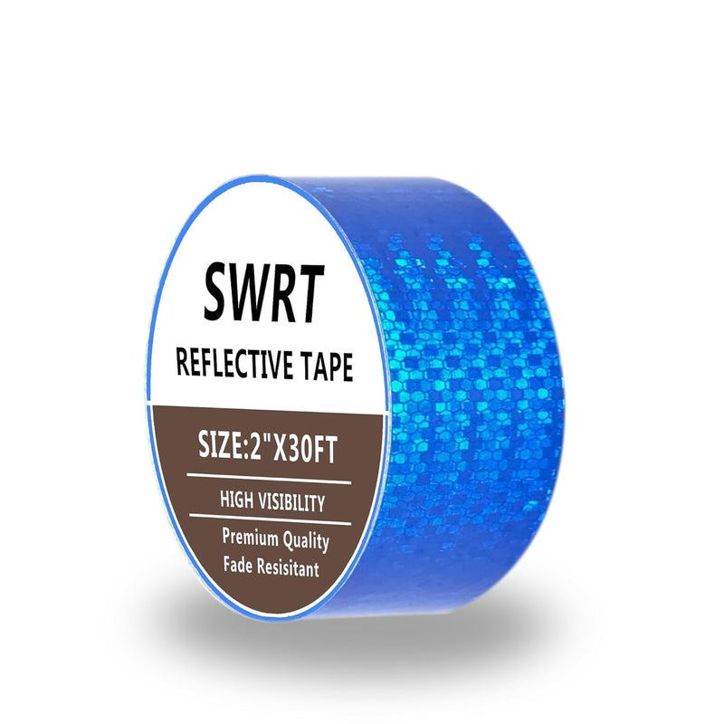 SWRT Reflective Tape 2 Inch x 30 Feet DOT-C2 Shining Star Fade Resistant Blue Reflective Tape Outdoor Waterproof Strong Adhesive Safety Warning Tape Reflector Conspicuity Tape for Trailer Trucks Bike - Image 1